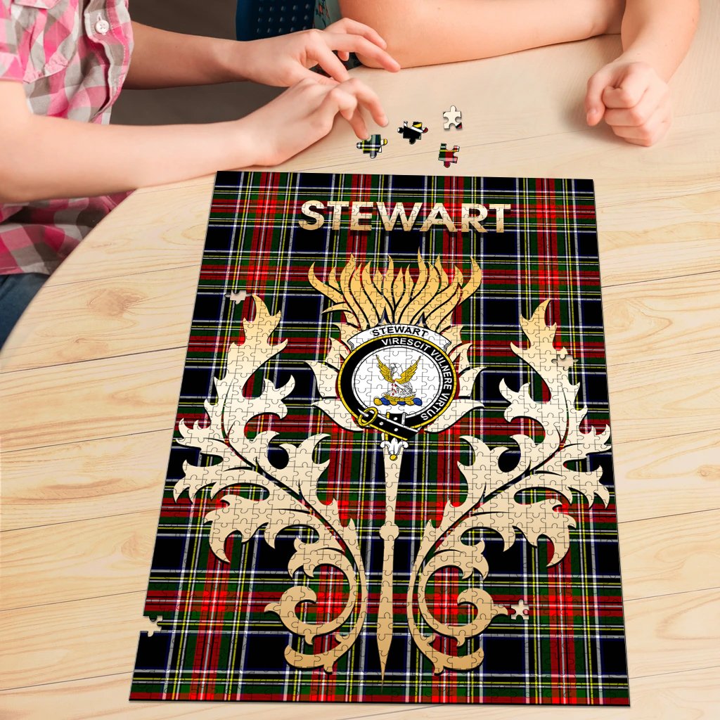 Stewart Black Tartan Crest Thistle Jigsaw Puzzles