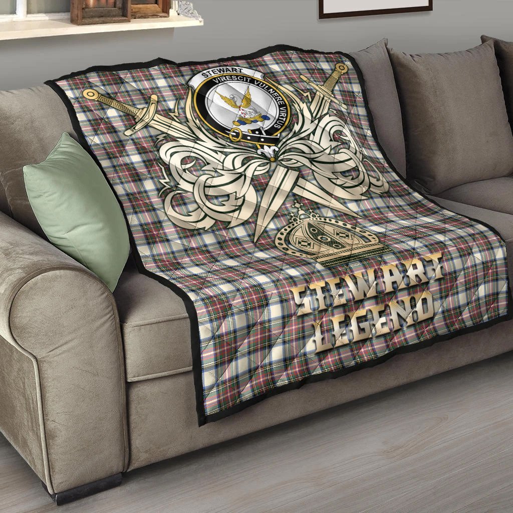 Stewart Dress Ancient Tartan Crest Legend Gold Royal Premium Quilt