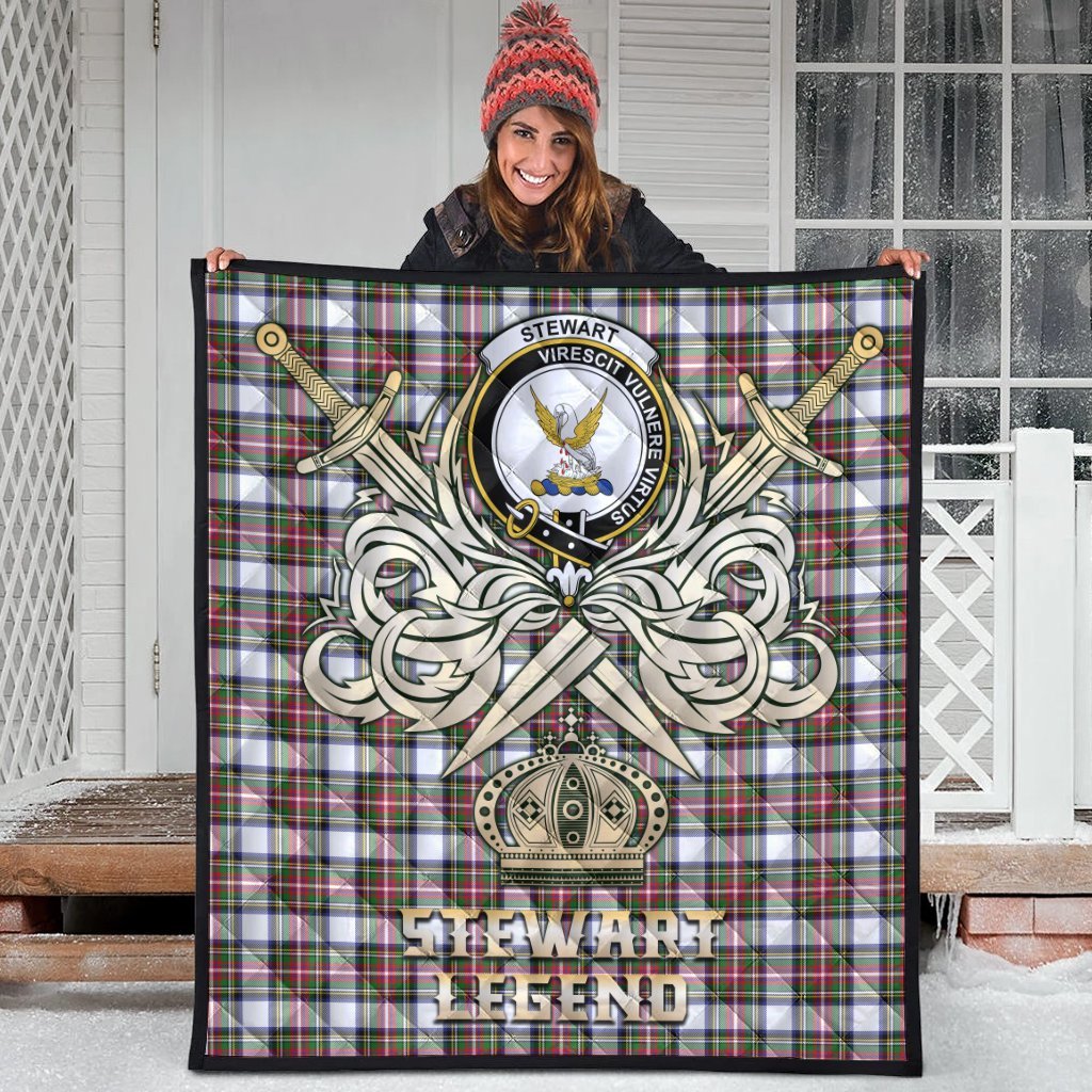 Stewart Dress Modern Tartan Crest Legend Gold Royal Premium Quilt