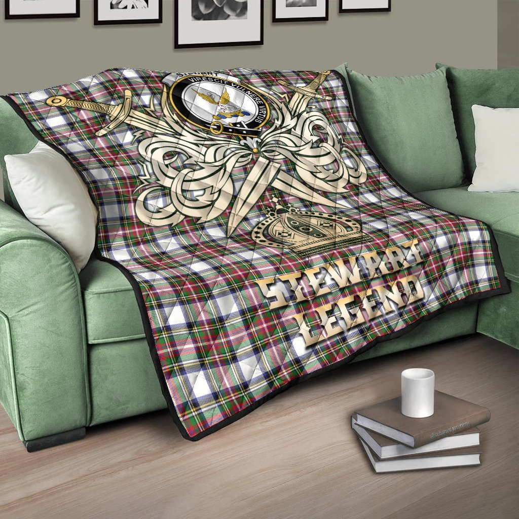Stewart Dress Modern Tartan Crest Legend Gold Royal Premium Quilt