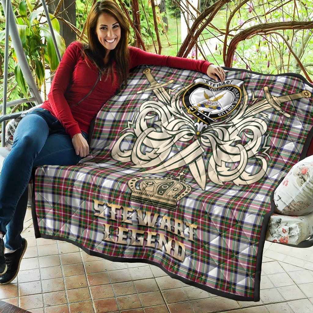 Stewart Dress Modern Tartan Crest Legend Gold Royal Premium Quilt