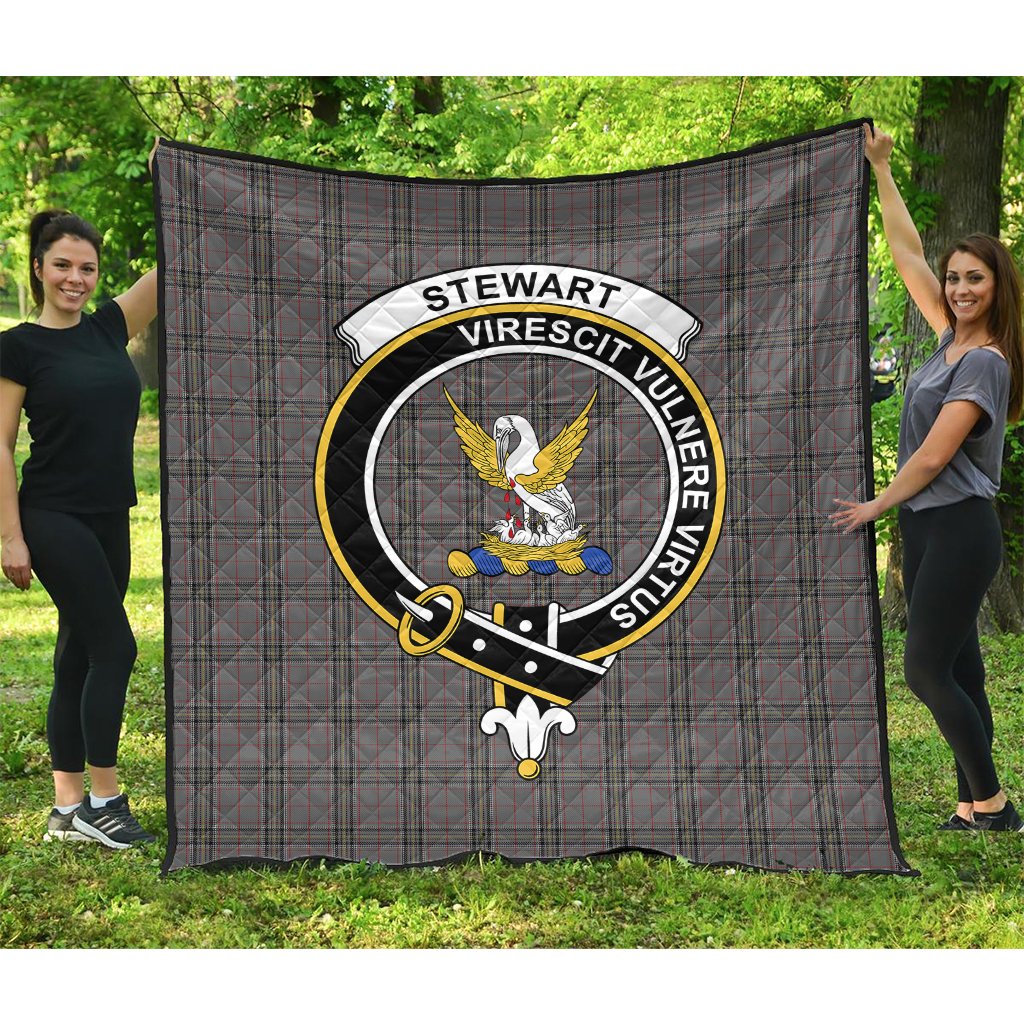 Stewart Grey Tartan Crest Quilt