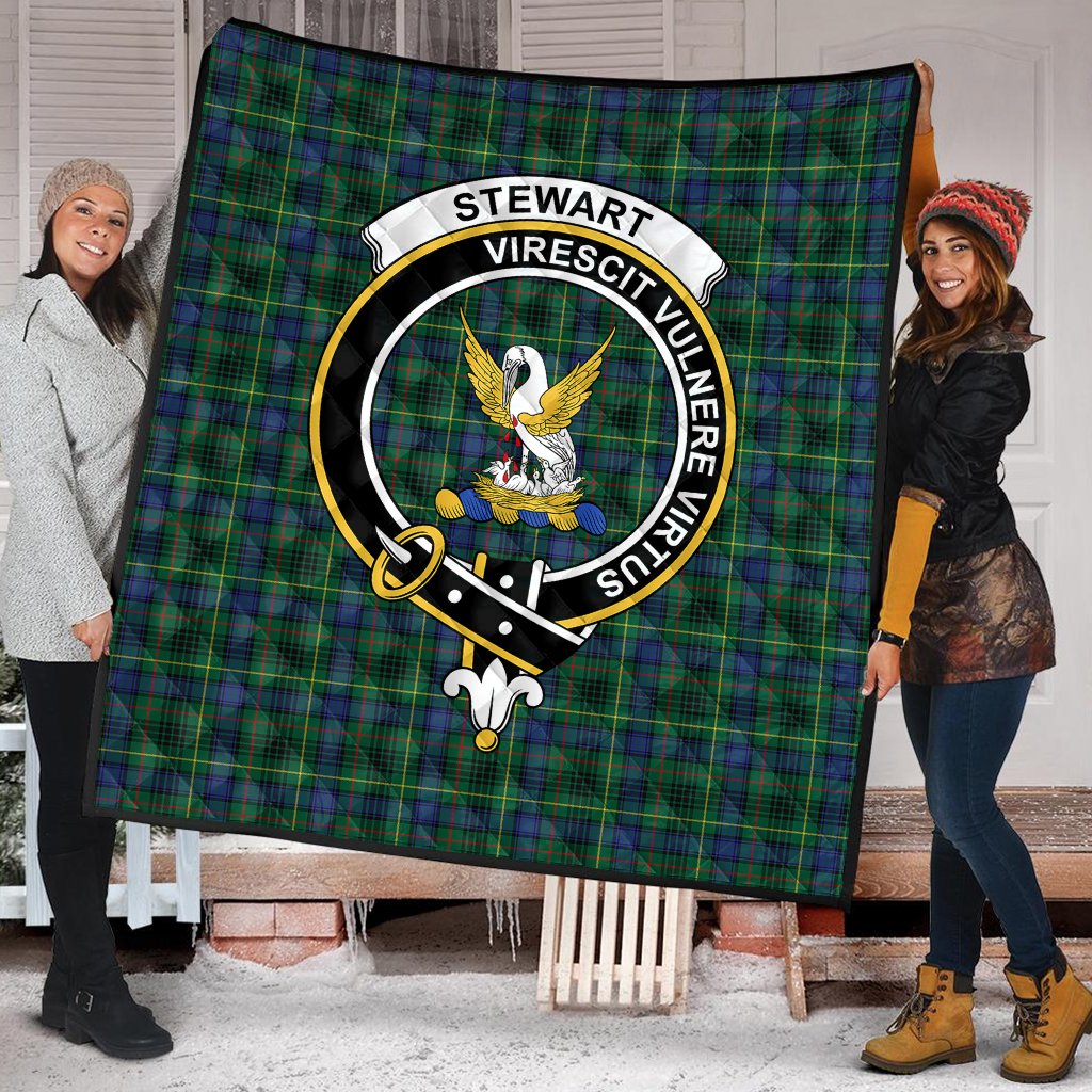 Stewart Hunting Modern Tartan Crest Quilt