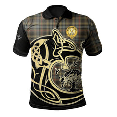 Stewart Hunting Weathered Tartan Polo Shirt Viking Wolf