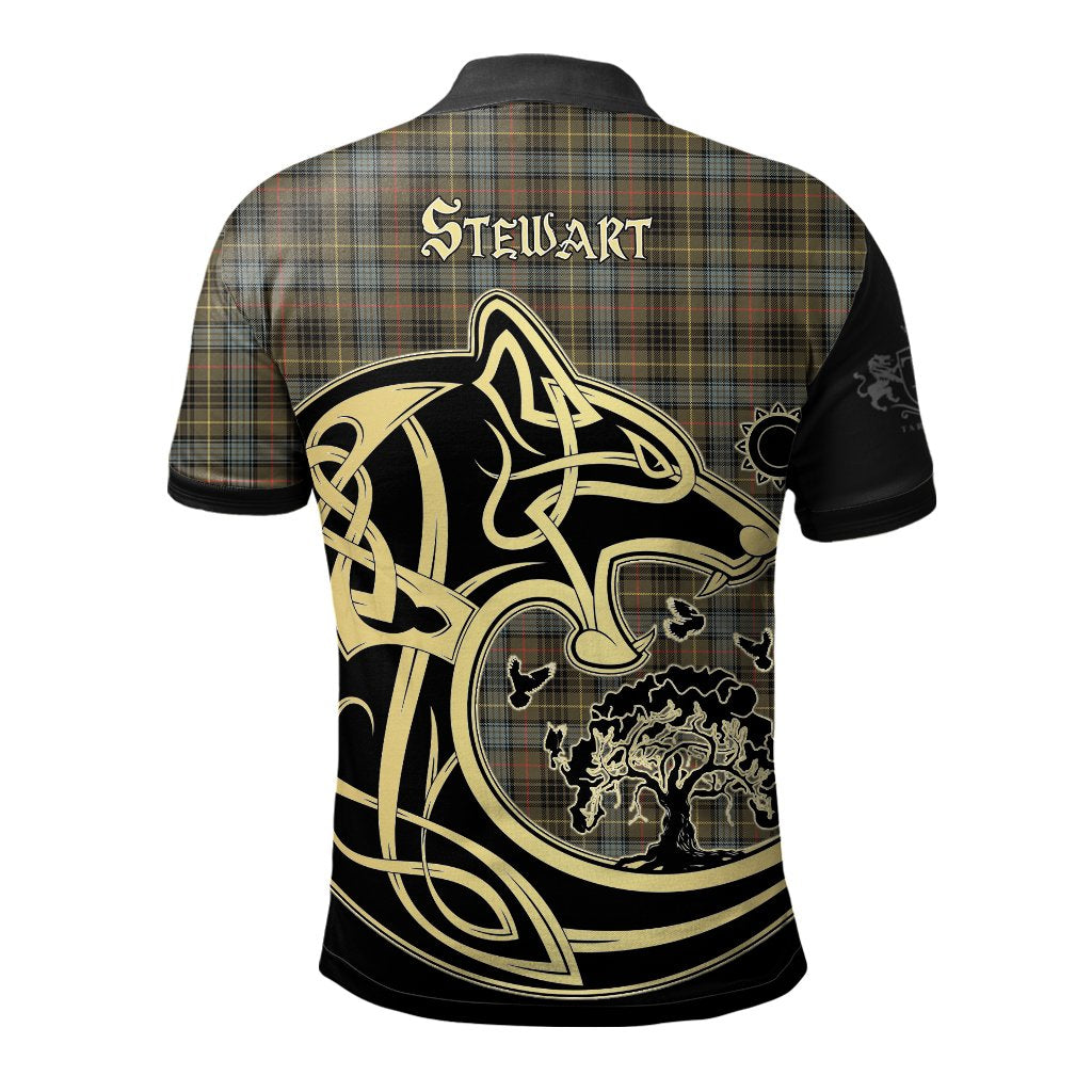 Stewart Hunting Weathered Tartan Polo Shirt Viking Wolf