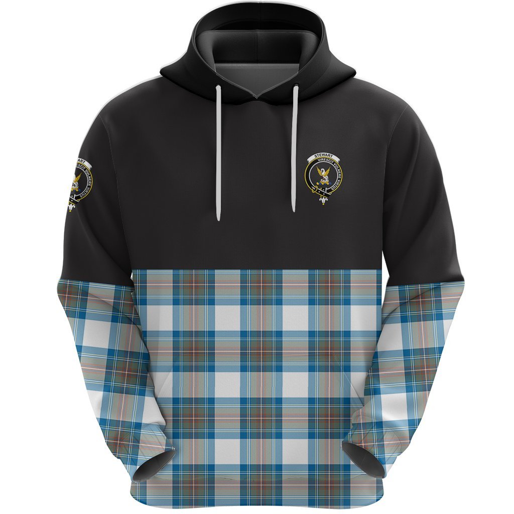 Stewart Muted Blue Clan Half Of Tartan Hoodie