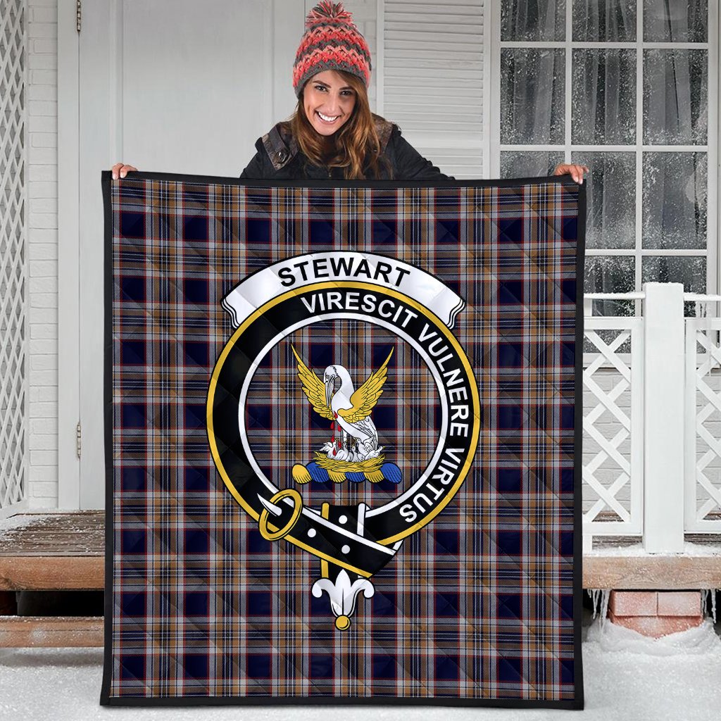 Stewart Navy Tartan Crest Quilt