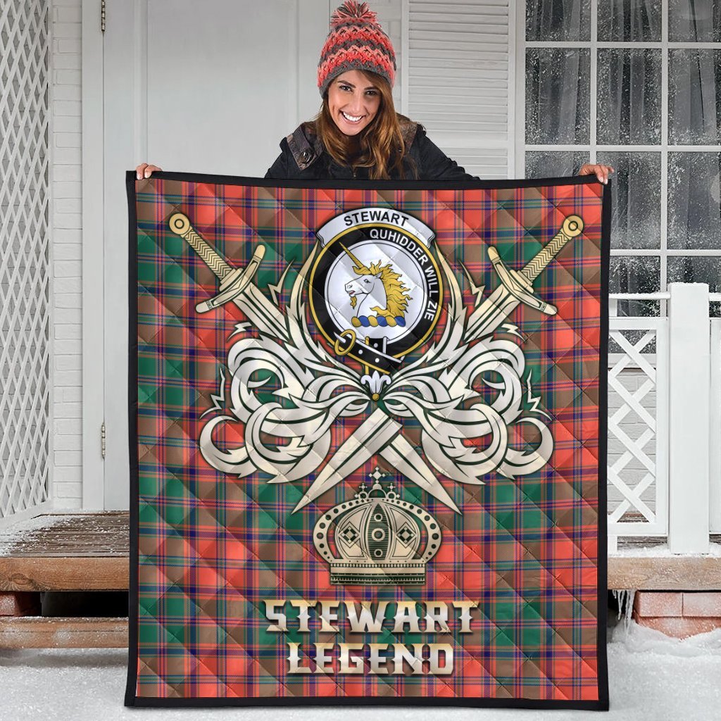 Stewart of Appin Ancient Tartan Crest Legend Gold Royal Premium Quilt