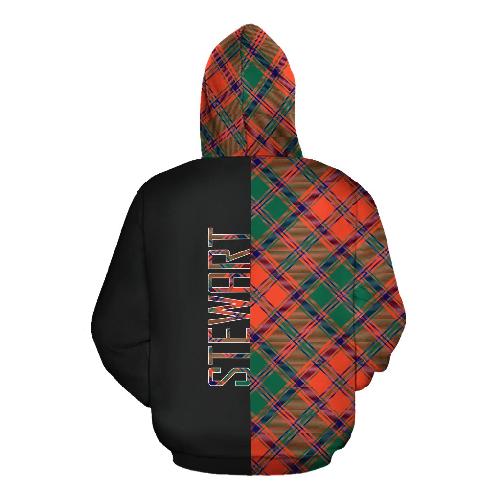 Stewart of Appin Ancient Tartan Hoodie Half of Me - Cross Style