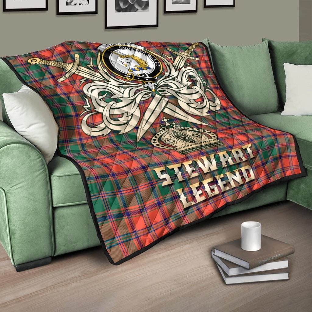 Stewart of Appin Ancient Tartan Crest Legend Gold Royal Premium Quilt