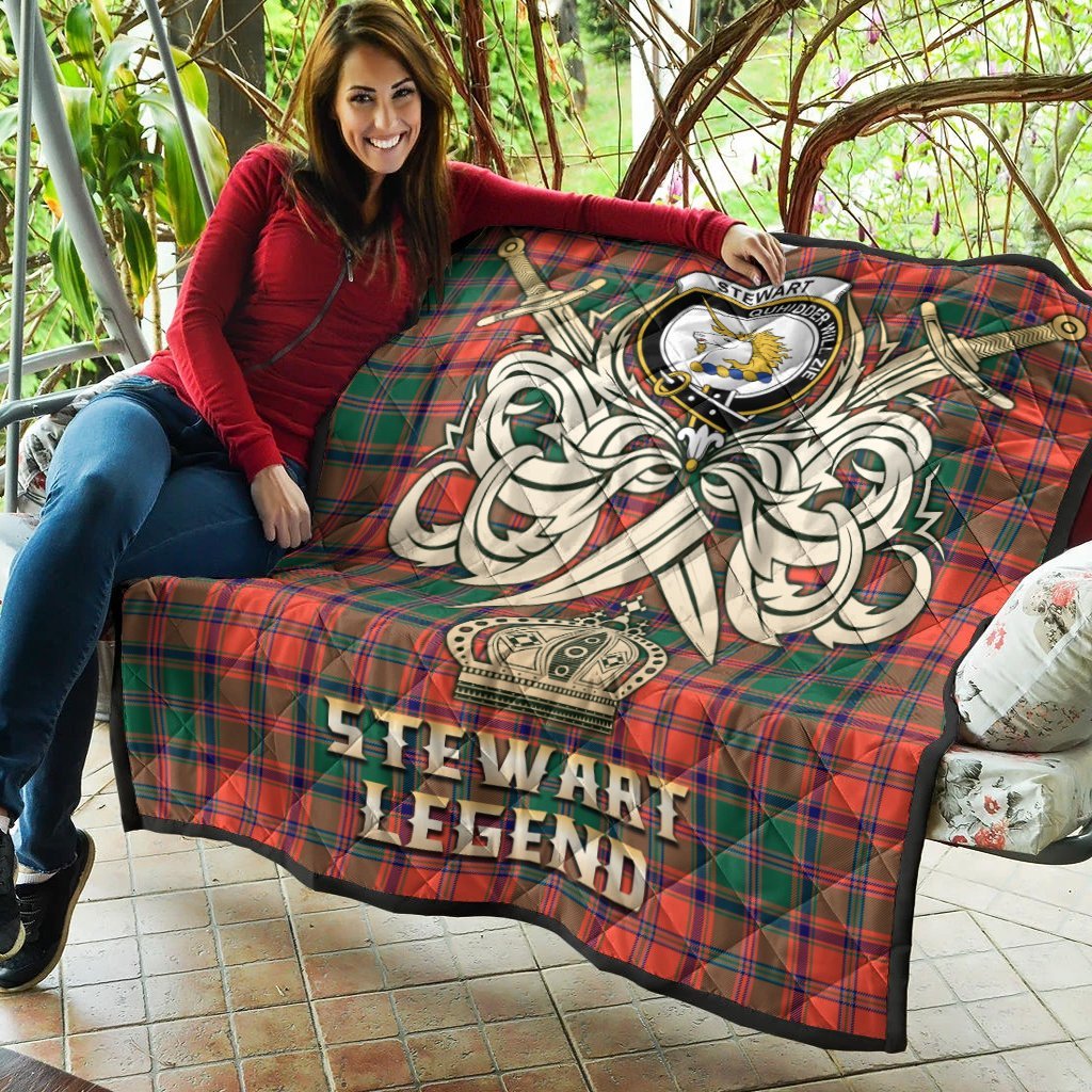 Stewart of Appin Ancient Tartan Crest Legend Gold Royal Premium Quilt