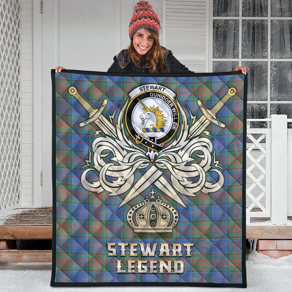 Stewart of Appin Hunting Ancient Tartan Crest Legend Gold Royal Premium Quilt