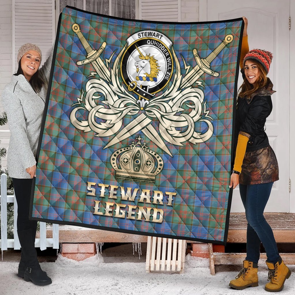 Stewart of Appin Hunting Ancient Tartan Crest Legend Gold Royal Premium Quilt