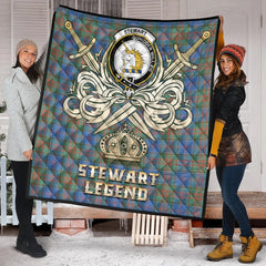 Stewart of Appin Hunting Ancient Tartan Crest Legend Gold Royal Premium Quilt