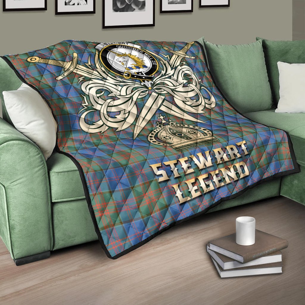 Stewart of Appin Hunting Ancient Tartan Crest Legend Gold Royal Premium Quilt