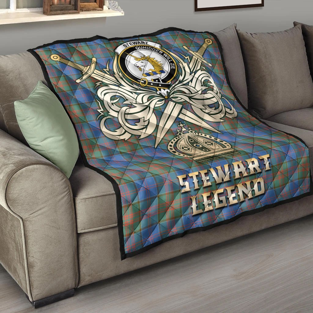 Stewart of Appin Hunting Ancient Tartan Crest Legend Gold Royal Premium Quilt