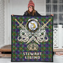 Stewart of Appin Hunting Modern Tartan Crest Legend Gold Royal Premium Quilt