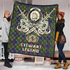 Stewart of Appin Hunting Modern Tartan Crest Legend Gold Royal Premium Quilt