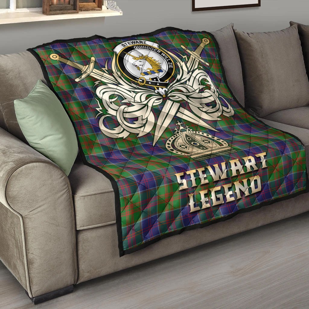 Stewart of Appin Hunting Modern Tartan Crest Legend Gold Royal Premium Quilt