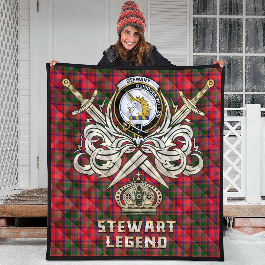 Stewart of Appin Modern Tartan Crest Legend Gold Royal Premium Quilt