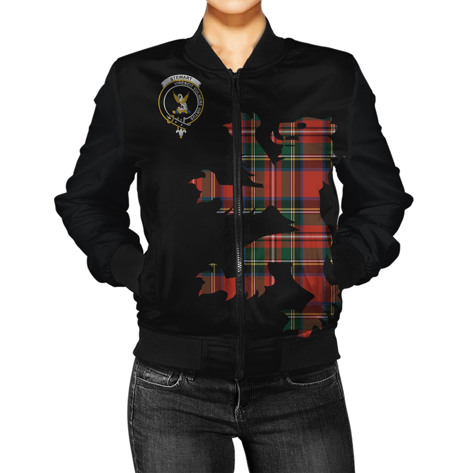 Stewart Tartan Bomber Jacket Lion & Thistle