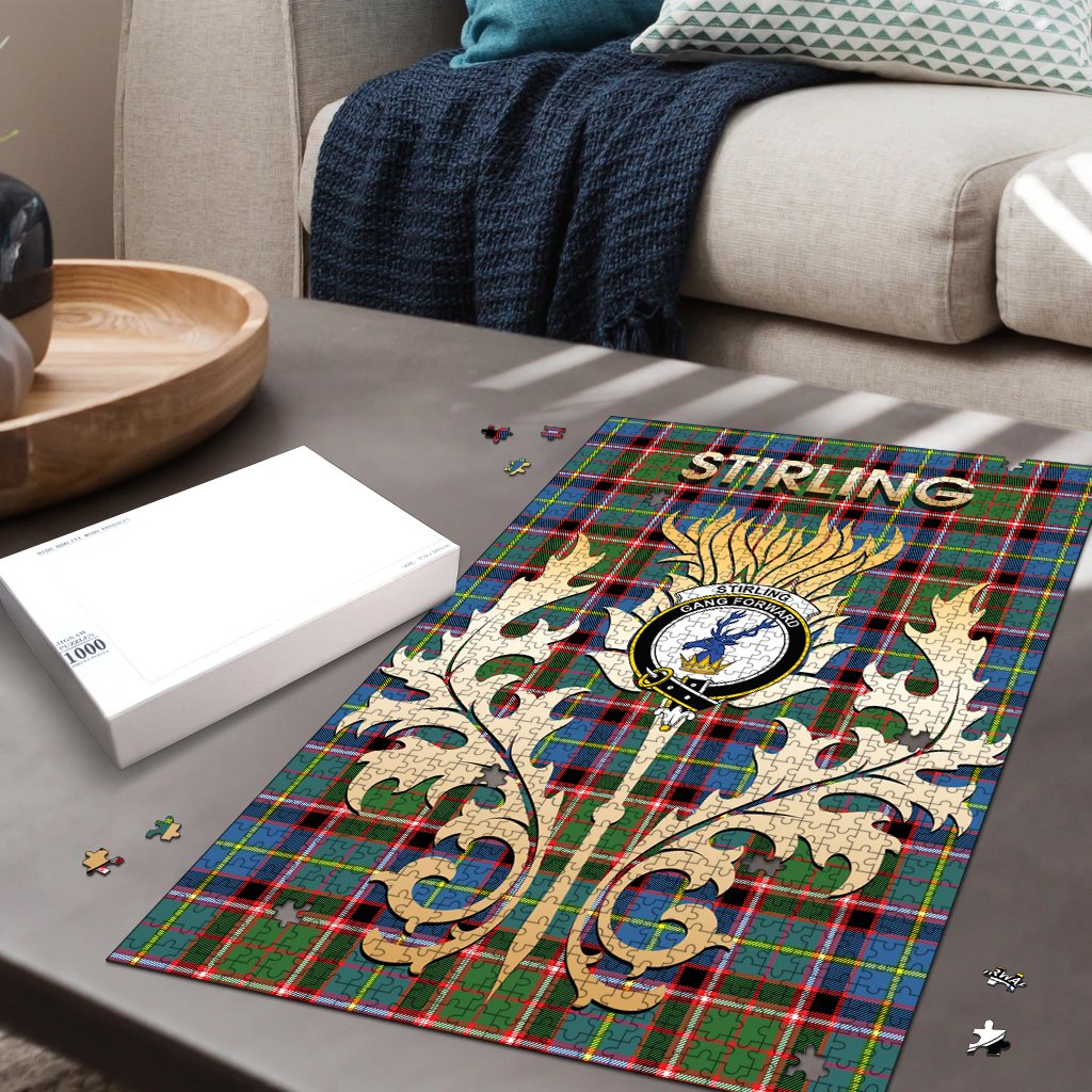 Stirling Bannockburn Tartan Crest Thistle Jigsaw Puzzles