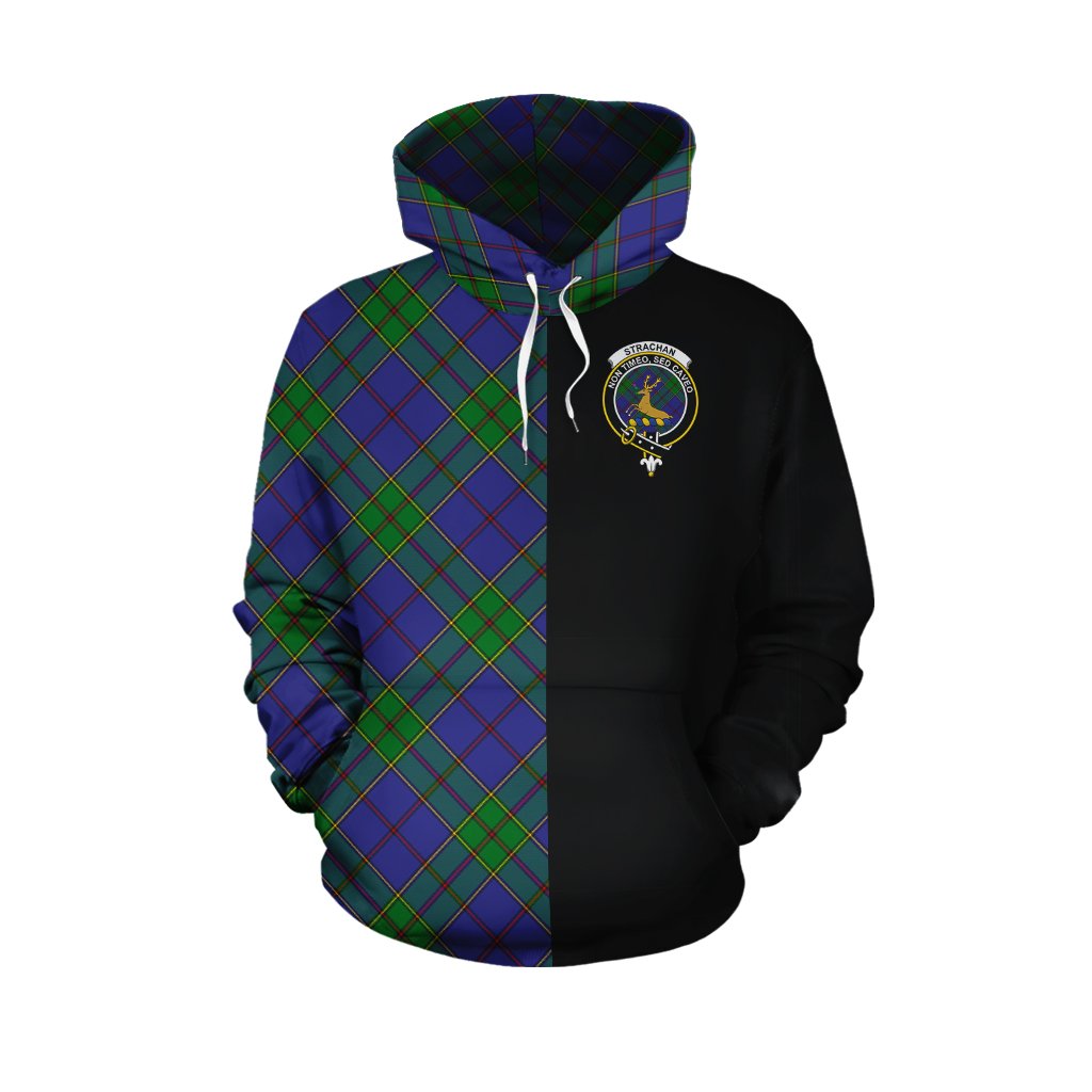 Strachan Tartan Hoodie Half of Me - Cross Style