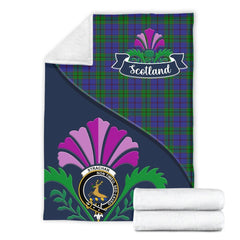 Strachan Tartan Crest Premium Blanket - Thistle Style