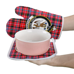 Straiton Tartan Crest Oven Mitt And Pot Holder (2 Oven Mitts + 1 Pot Holder)