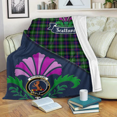 Sutherland II Tartan Crest Premium Blanket - Thistle Style