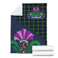 Sutherland II Tartan Crest Premium Blanket - Thistle Style