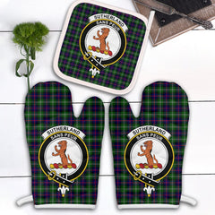 Sutherland Modern Tartan Crest Oven Mitt And Pot Holder (2 Oven Mitts + 1 Pot Holder)