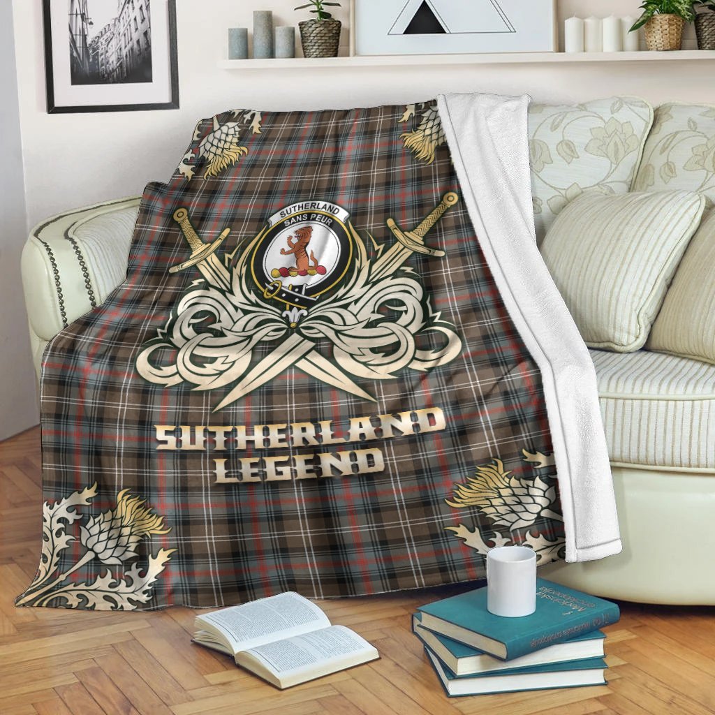 Sutherland Weathered Tartan Gold Courage Symbol Blanket