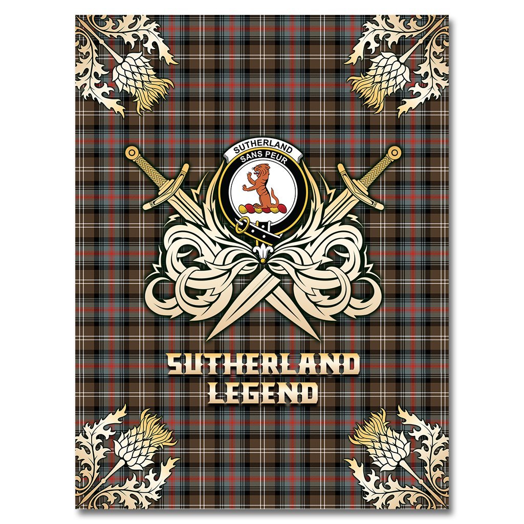 Sutherland Weathered Tartan Gold Courage Symbol Blanket