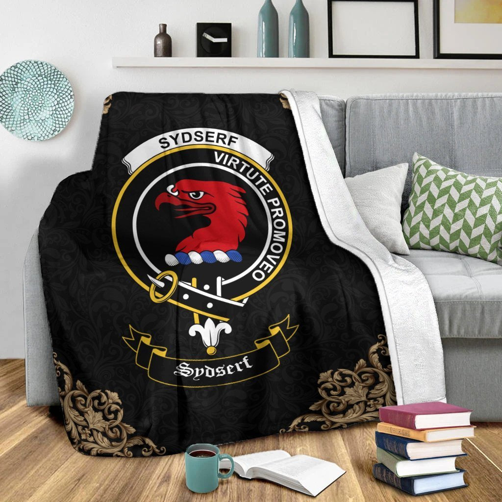 Sydserf (or Sideserf) Crest Tartan Premium Blanket Black