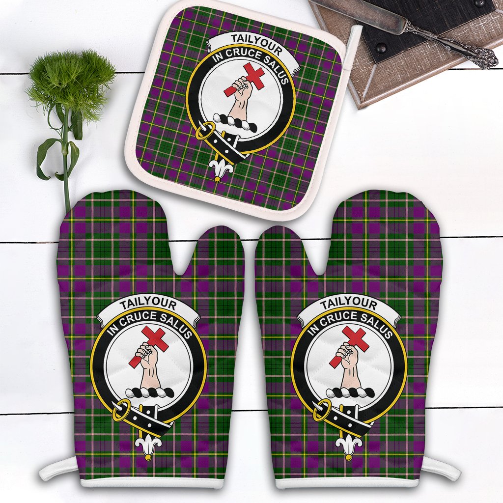 Taylor Tartan Crest Oven Mitt And Pot Holder (2 Oven Mitts + 1 Pot Holder)