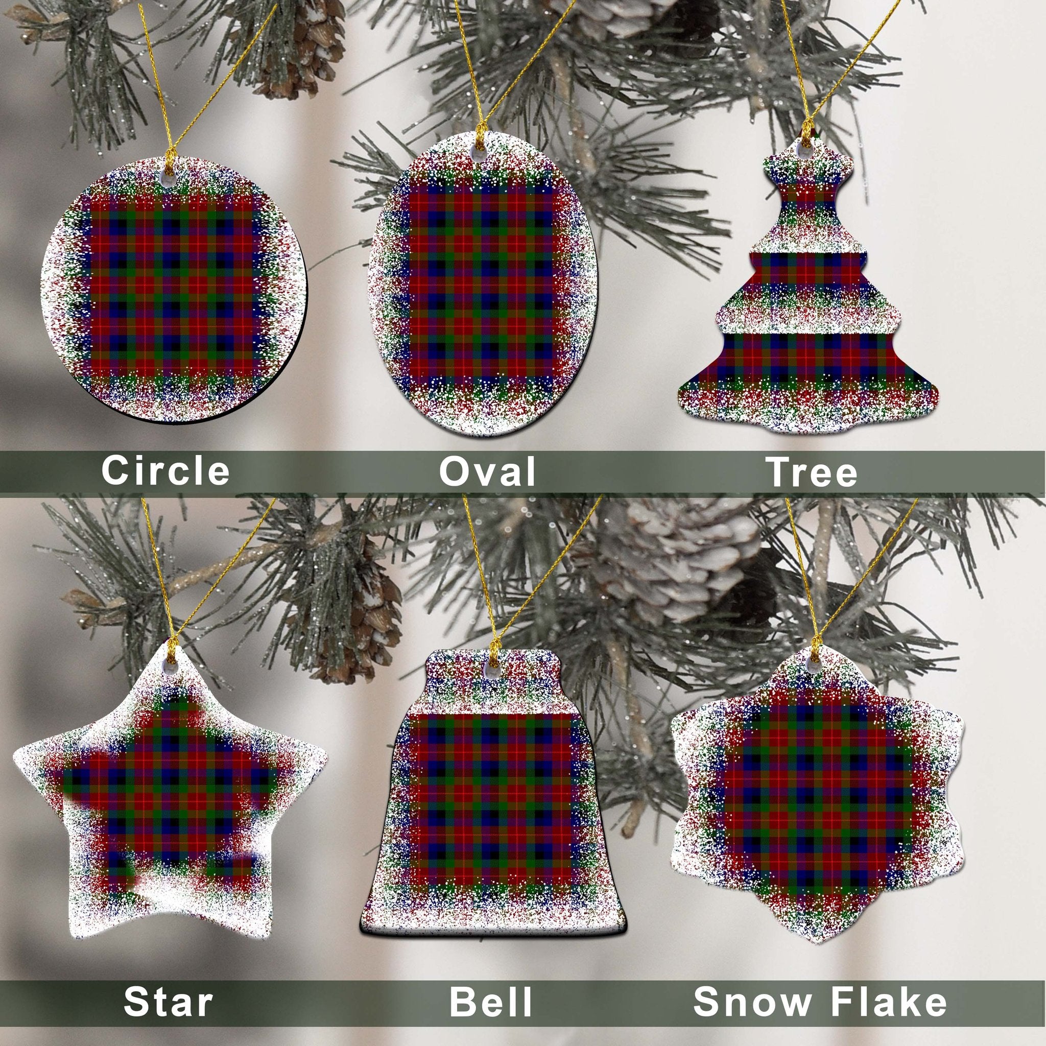 Tennant Tartan Christmas Ceramic Ornament - Snow Style