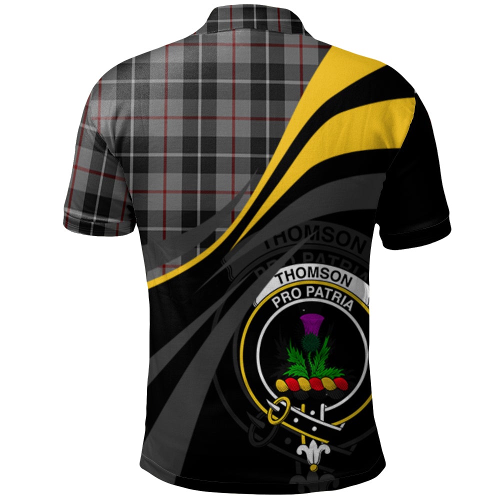 Thompson Grey Tartan Polo Shirt - Royal Coat Of Arms Style