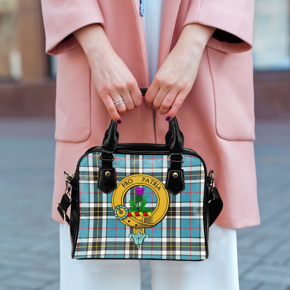 Thomson Tartan Crest Shoulder Handbags