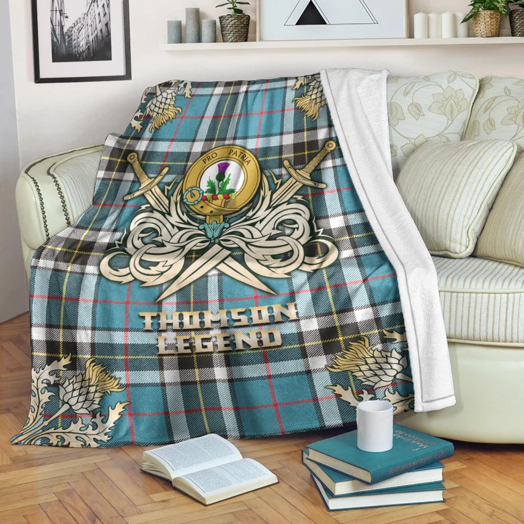 Thomson Tartan Gold Courage Symbol Blanket