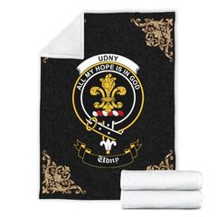 Udny Crest Tartan Premium Blanket Black