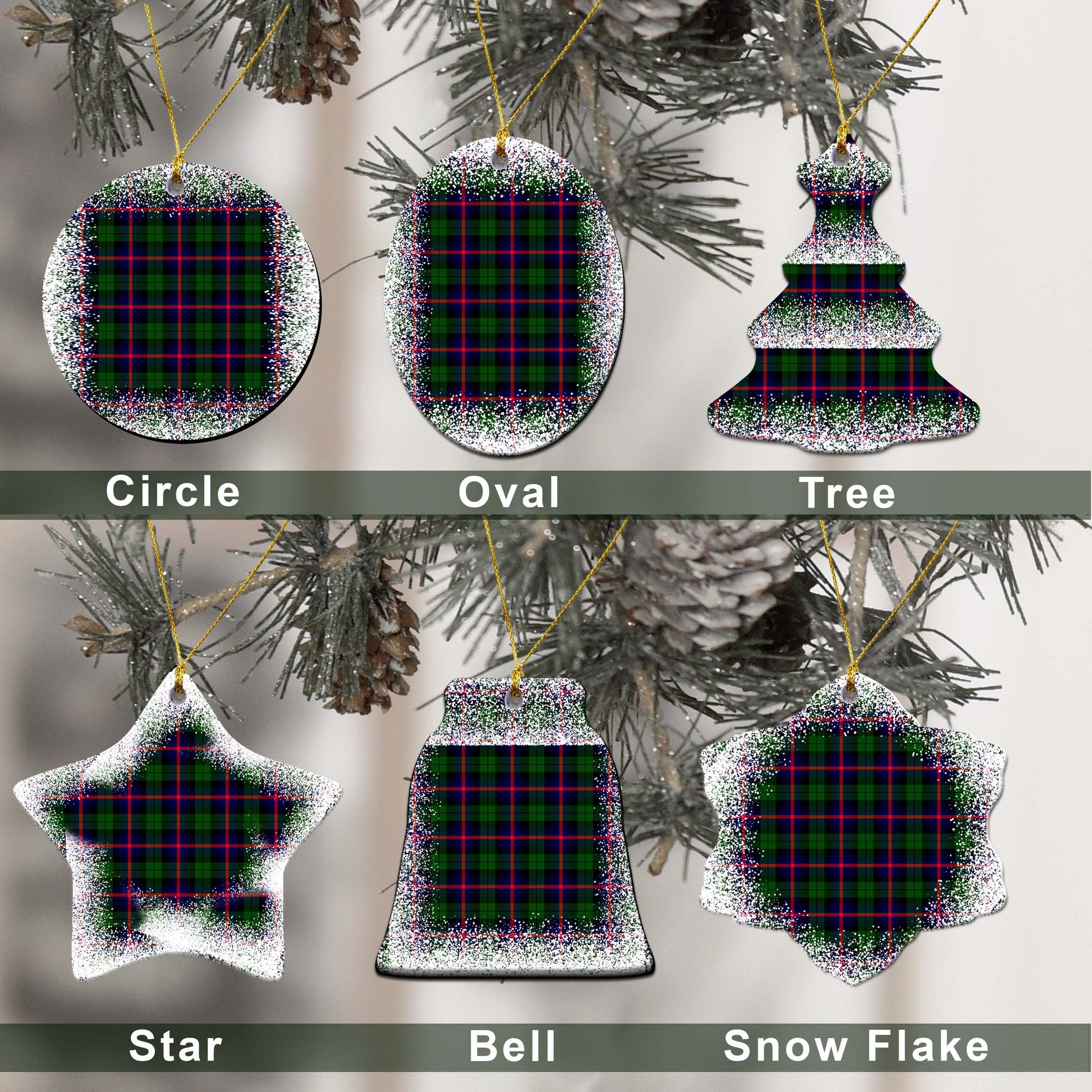 Urquhart Tartan Christmas Ceramic Ornament - Snow Style