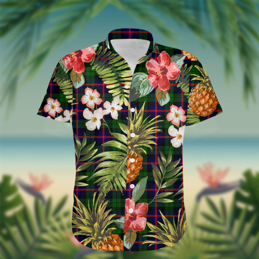 Urquhart Tartan Hawaiian Shirt Hibiscus, Coconut, Parrot, Pineapple - Tropical Garden Shirt