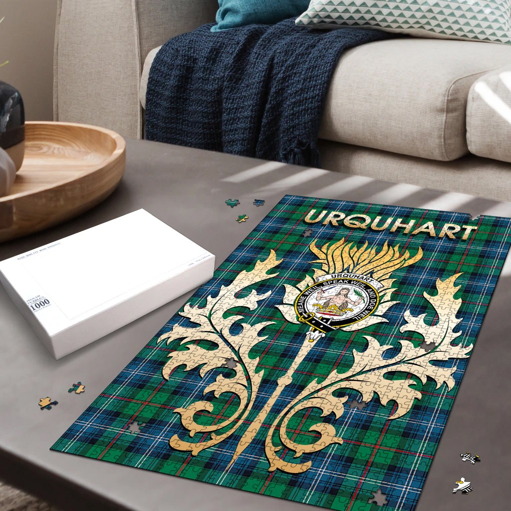 Urquhart Ancient Tartan Crest Thistle Jigsaw Puzzles