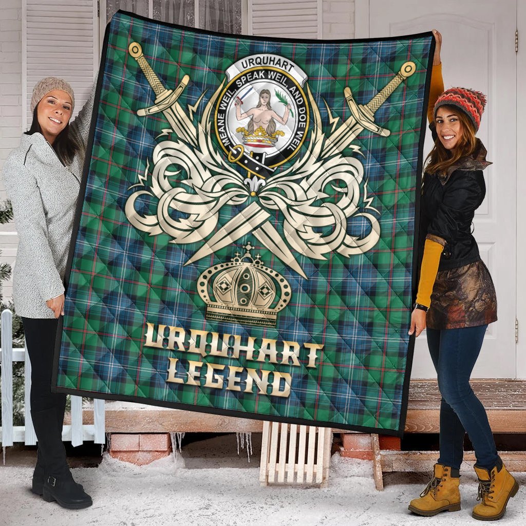 Urquhart Ancient Tartan Crest Legend Gold Royal Premium Quilt