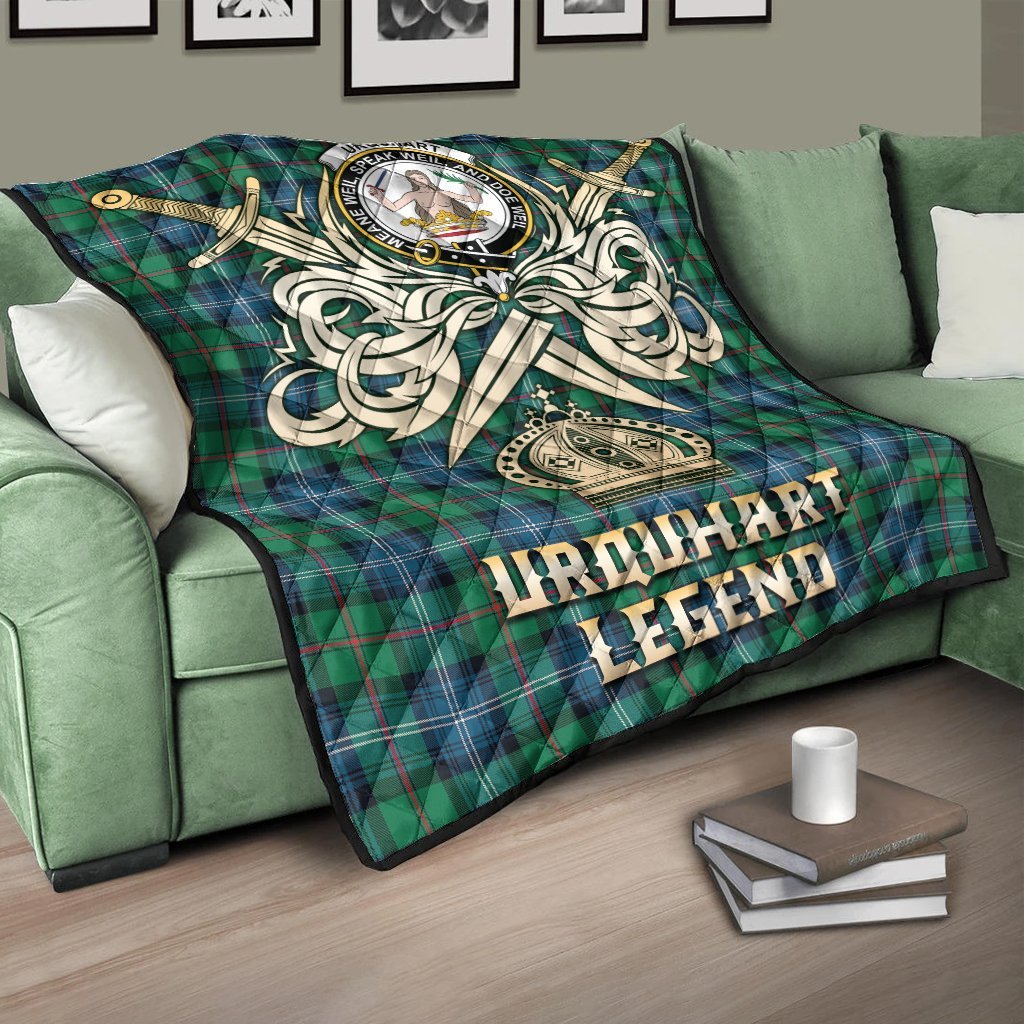 Urquhart Ancient Tartan Crest Legend Gold Royal Premium Quilt