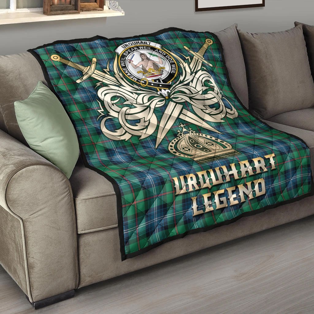 Urquhart Ancient Tartan Crest Legend Gold Royal Premium Quilt