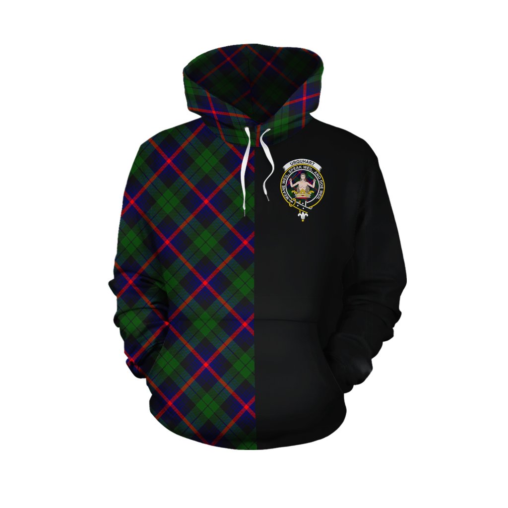 Urquhart Modern Tartan Hoodie Half of Me - Cross Style