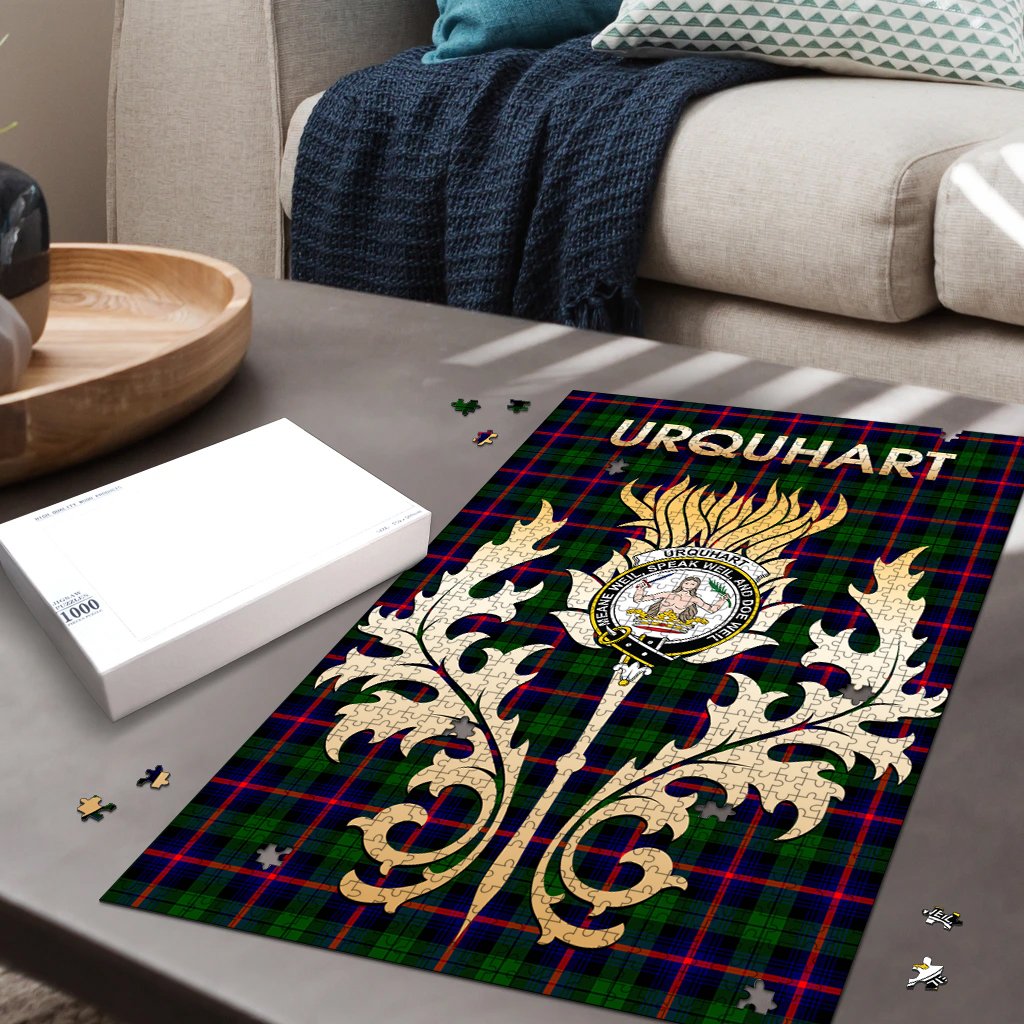 Urquhart Modern Tartan Crest Thistle Jigsaw Puzzles