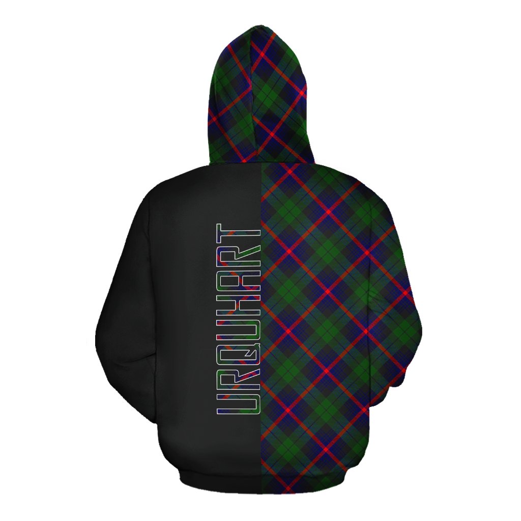 Urquhart Modern Tartan Hoodie Half of Me - Cross Style